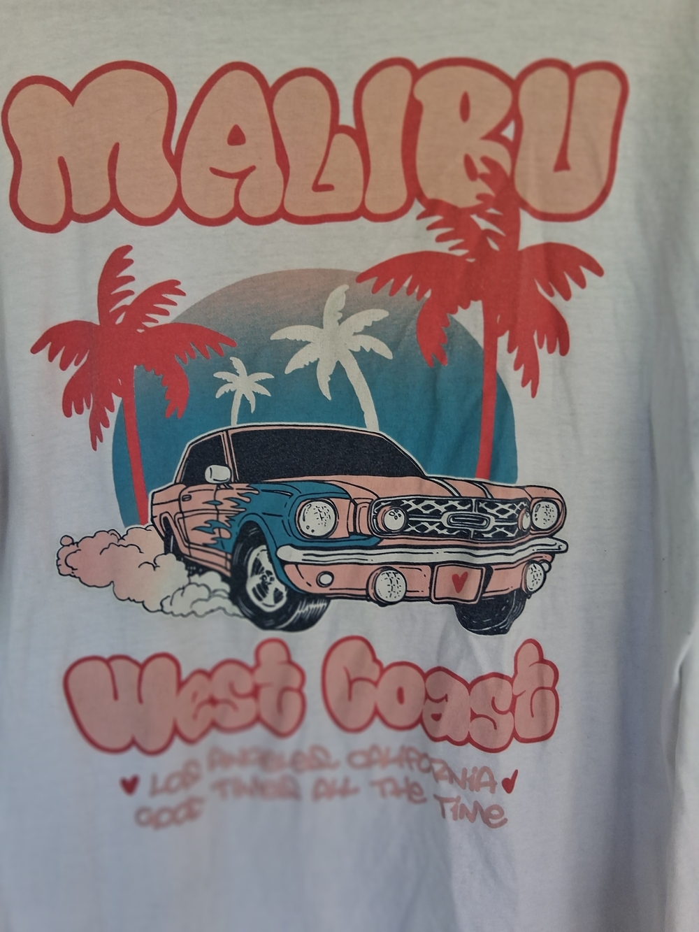 Men's Malibu West Coast Los Angeles California White T Shirt Size Large
